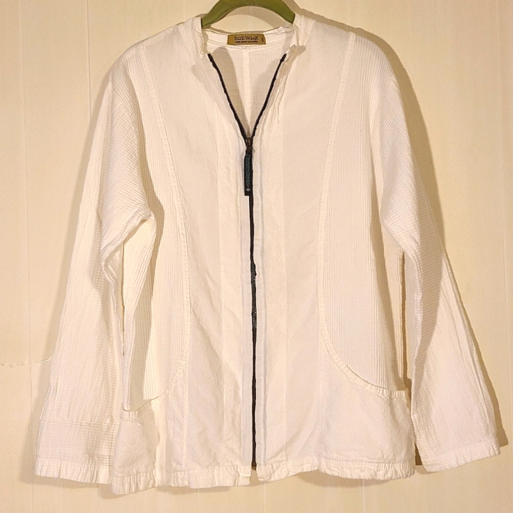 EzzE WeaR Zip Up Misty Jacket 100% Cotton Sz M